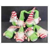 Eight small lighted plush Christmas gnomes