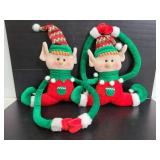 Pair of plush long arm Christmas elves