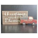 Two decorative wood Christmas signs