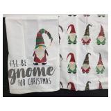 Pair of white gnome Christmas hand towels