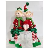 Pair of 19" decorative sitting Christmas elves