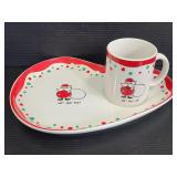 Ceramic Santa cookie plate w/ mug