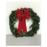 Holiday Christmas wreath w/velvet bow