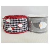 Two rolls of gnome Christmas ribbon