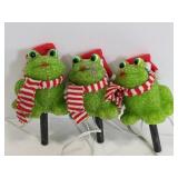 Lighted Christmas frog pathway markers