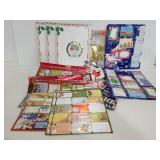 Christmas tags, ribbon, and paper