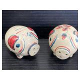 Pair of vintage Mexican pottery pig shakers