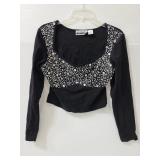Contempo casuals black beaded crop top