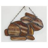 Hanging brown art glass bunny