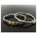 Signed stretchy charm bracelet & infinity bangle