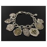Brighton signed two-tone regal charm bracelet