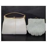 Vintage white and shell beaded evening bags