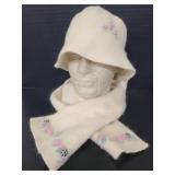 Vintage Berkshire Fashions embroidery hat & scarf