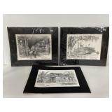 Three Don Davey signed New Orleans sketch prints