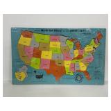 Playskool vintage wood inlaid U.S. map puzzle