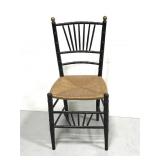 Vintage wooden chair with woven seat