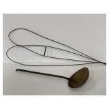 Primitive antique metal rug beater & ladle