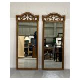 Matching large vintage wood frame wall mirrors