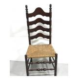 Vintage high backed chair w/woven seat