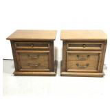 Pair of Permacraft wooden nightstands w/ 3 drawers