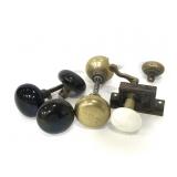 Lot of antique brass & porcelain door knobs