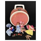 Vintage bag of dolls, clothes & accessories