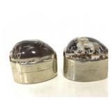 Velvet lined genuine carved shell pill boxes