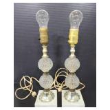 Two glass hobnail lamps
