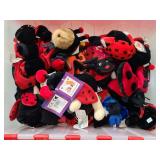 Collection of ladybug plushes