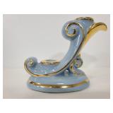 Blue and gold ceramic double candlestick