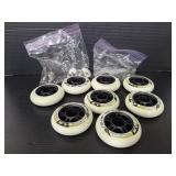 Eight Roller Derby 80mm wheels with hardware