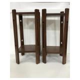 Pair of matching wood plant stands
