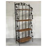Folding metal & wicker grapevine bakers rack