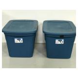 Pair of blue sterilite 18 gal. Totes