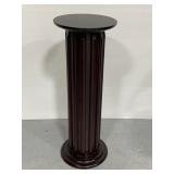Tall dark wood column pedestal stand