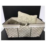 Cozy basket with pillow and throw