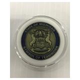 State of Michigan collectors coin in case