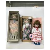 Three vintage porcelain dolls