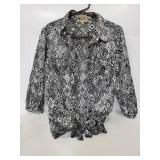 Notations 3/4 sleeve black & white print top