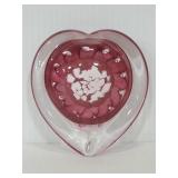 Signed heart shaped red art glass paperweight