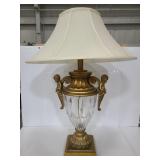 Glass and resin table lamp w/ shade