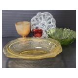 Five vintage glass dishes