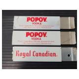 Popov Vodka & Royal Canadian box cutters