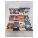 12 assorted classic rock cassette tapes