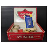 Assorted vintage finds in cigar box