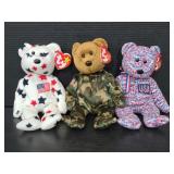Three new TY beanie babies U.S.A bears