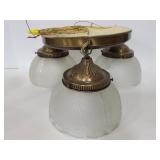 Art deco light fixture w/ etched glass shades