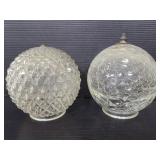 Two vintage glass ceiling lamp shades