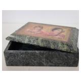 Vintage marble mother daughter trinket box