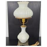 Vintage lion head milk glass hurricane lamp